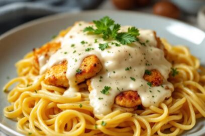 Chicken Parmesan on a Bed of Spaghetti